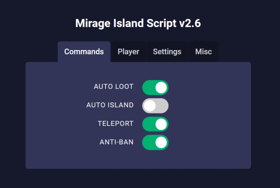 mirage island script