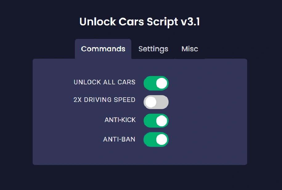 unlock cars script gui